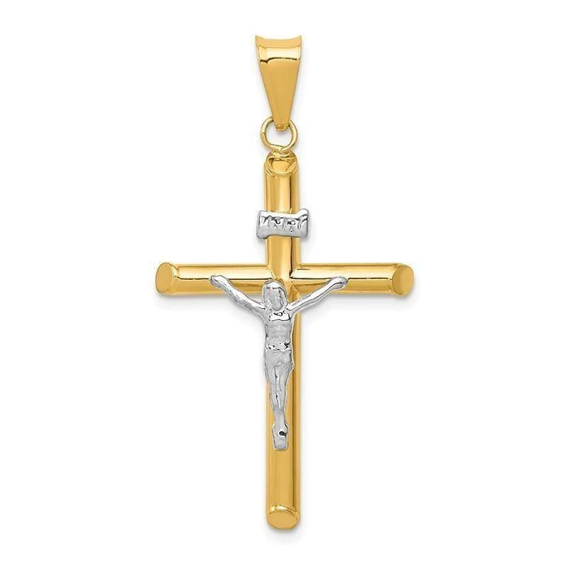 14k Two-Tone Polished Jesus Crucifix Pendant - Seattle Gold Grillz