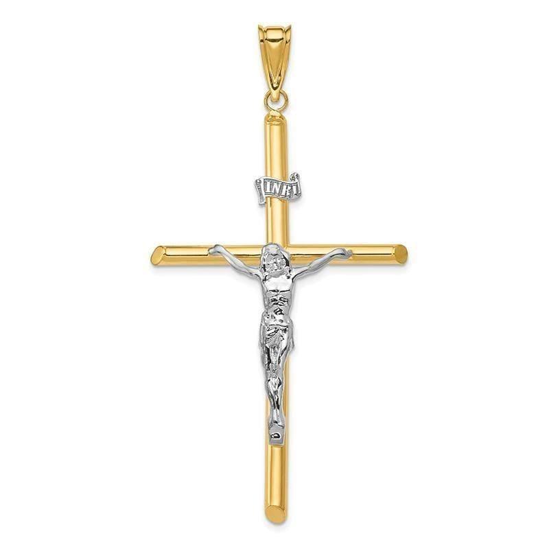 14k Two-Tone Polished Jesus Crucifix Pendant - Seattle Gold Grillz