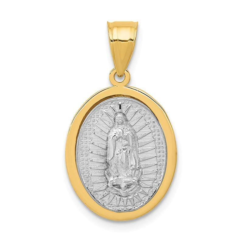 14k Two-tone Raised Lady of Guadalupe Pendant - Seattle Gold Grillz