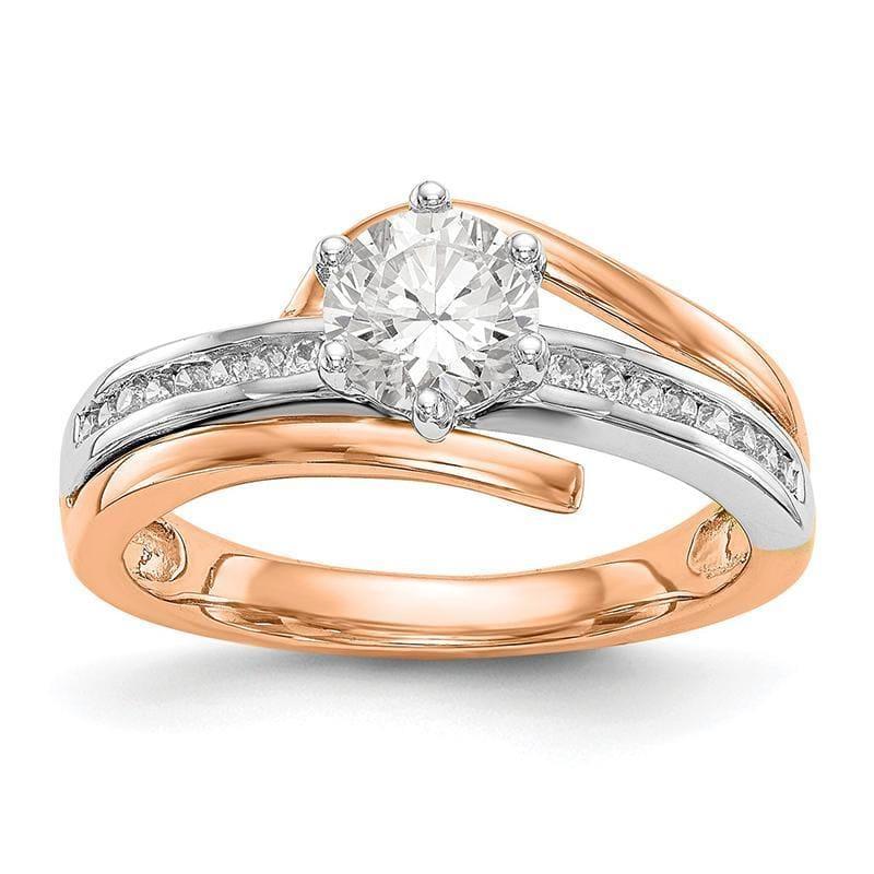 14k Two-tone Rose Gold Peg Set Diamond Semi-mount By-Pass Engagement Ring - Seattle Gold Grillz