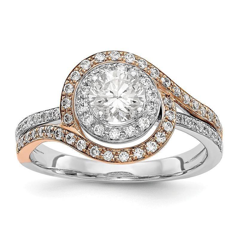 14k Two-tone Round By-Pass Engagement Ring Mounting - Seattle Gold Grillz