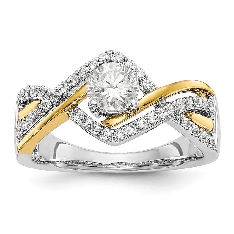 14k Two-tone Round Criss-Cross Engagement Ring Mounting - Seattle Gold Grillz