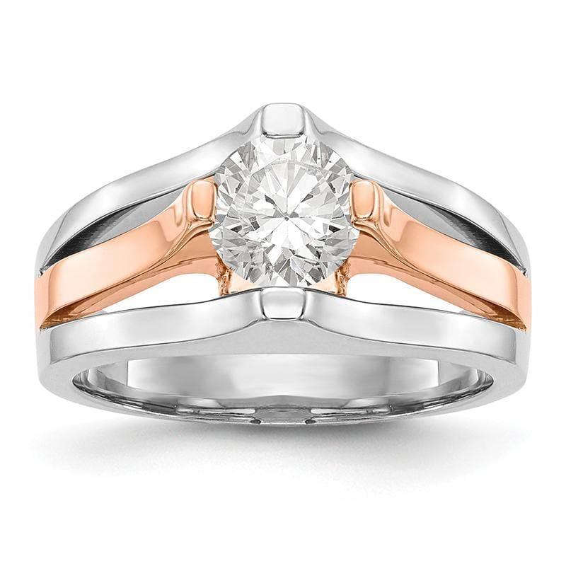 14k Two-tone Round Solitaire Engagement Ring Mounting - Seattle Gold Grillz