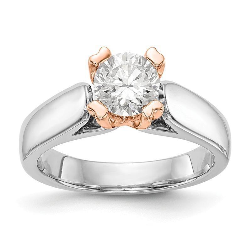 14k Two-tone Round Solitaire Engagement Ring Mounting - Seattle Gold Grillz