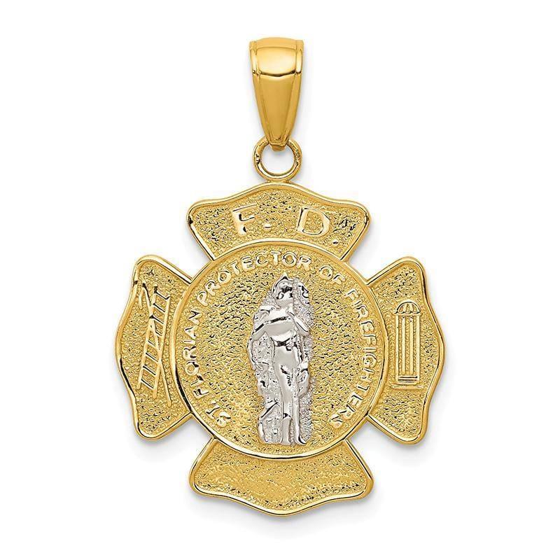14k Two-tone Saint Florian Medal Pendant - Seattle Gold Grillz