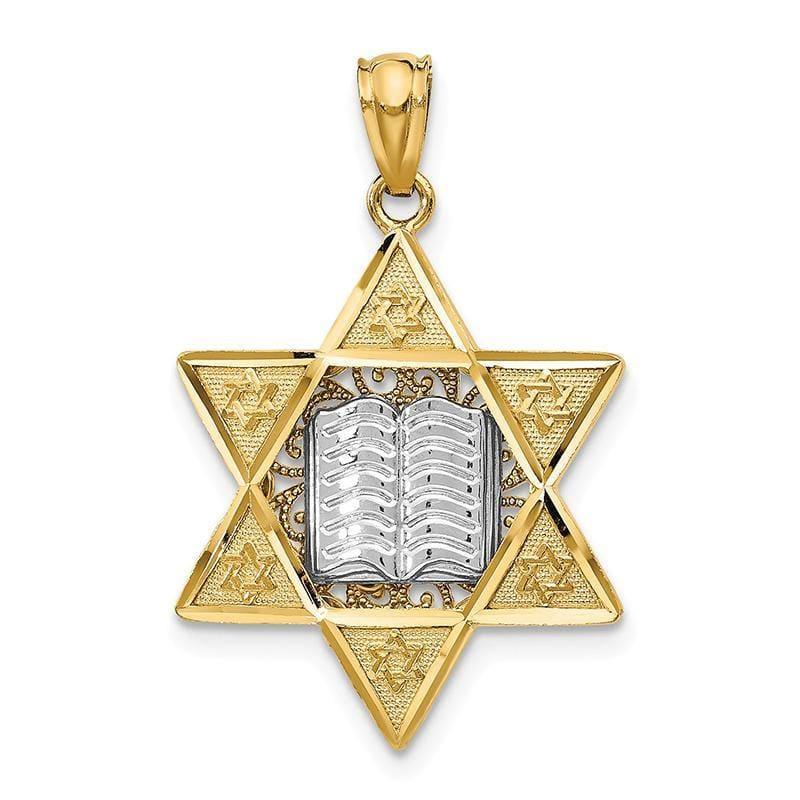 14k Two-tone Star of David Pendant. Weight: 2.29, Length: 22, Width: 17 - Seattle Gold Grillz