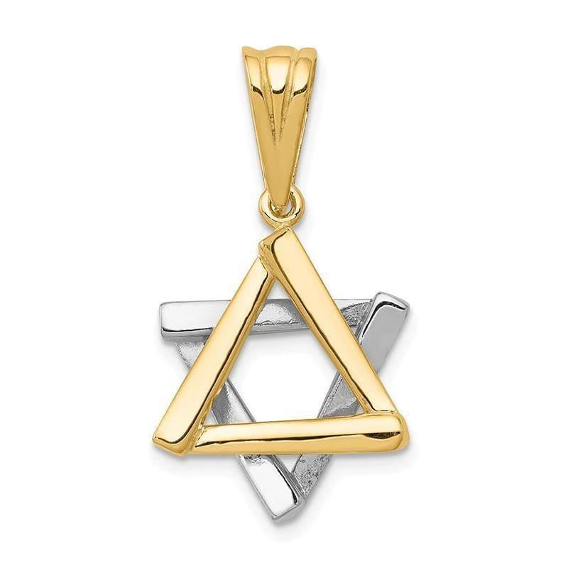 14k Two-tone Star of David Pendant. Weight: 3.72, Length: 28, Width: 16 - Seattle Gold Grillz
