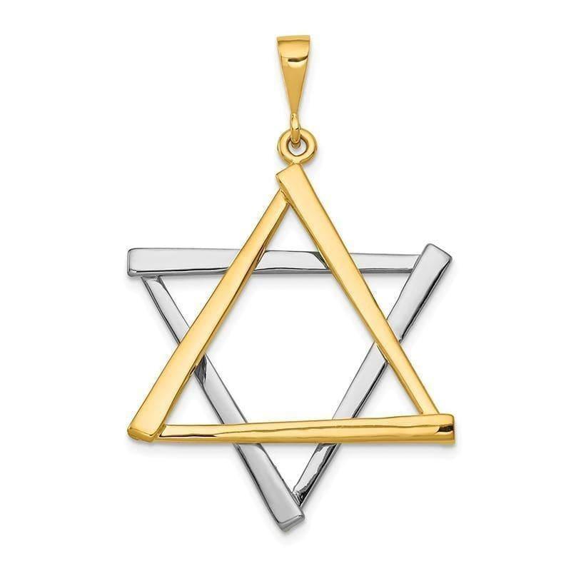 14k Two-tone Star Of David Pendant. Weight: 4.91, Length: 41, Width: 29 - Seattle Gold Grillz