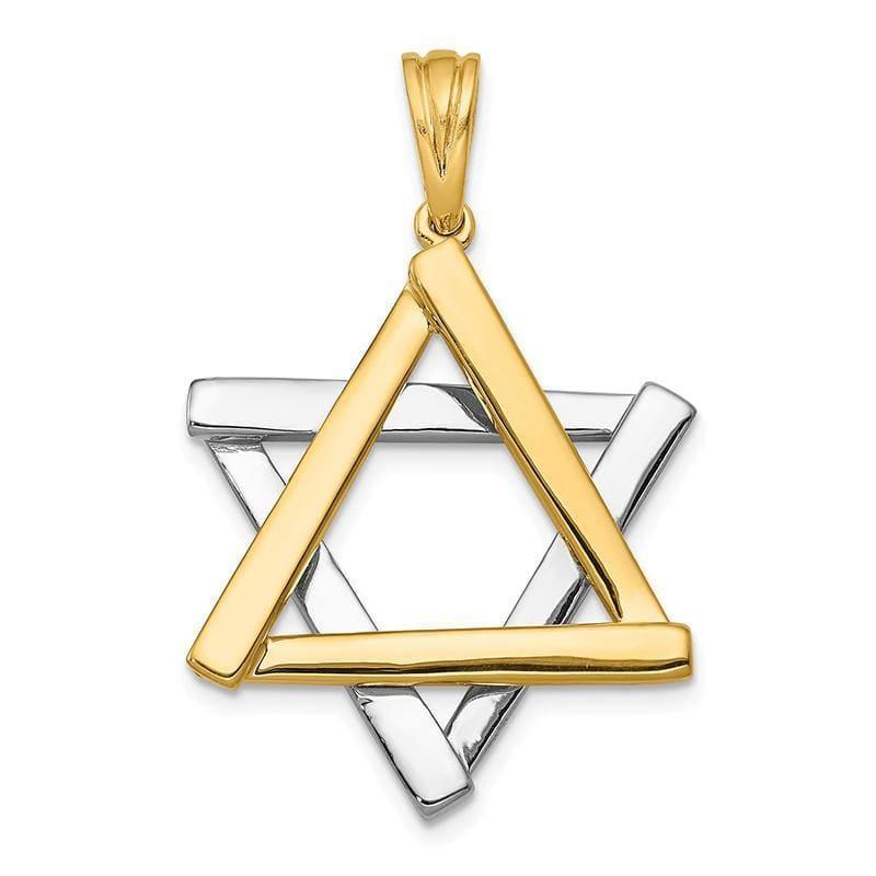 14k Two-tone Star Of David Pendant. Weight: 6.73, Length: 39, Width: 24 - Seattle Gold Grillz