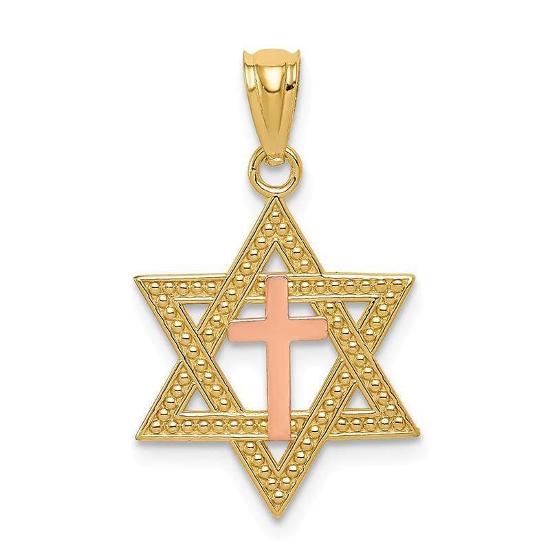 14k Two-tone Yellow & Rose Gold Polished Jews for Jesus Pendant - Seattle Gold Grillz