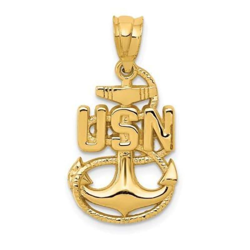 14k United States Navy USN Anchor Pendant - Seattle Gold Grillz