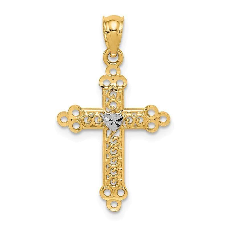 14k w-Rhodium Budded Cross Pendant. Weight: 0.48, Length: 28, Width: 16 - Seattle Gold Grillz