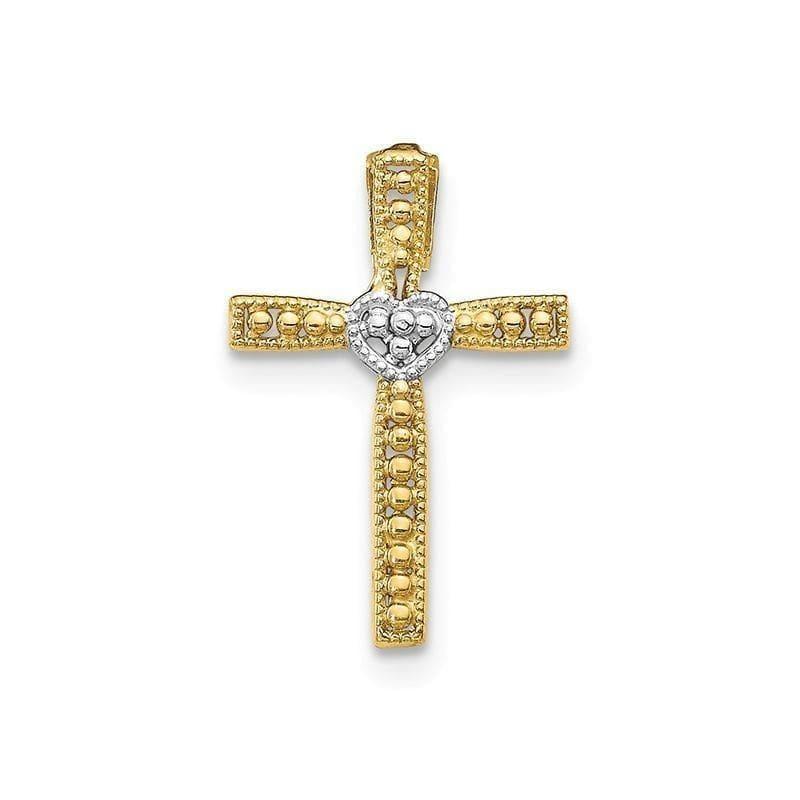 14k w-Rhodium Cross Pendant. Weight: 0.4, Length: 17, Width: 11 - Seattle Gold Grillz