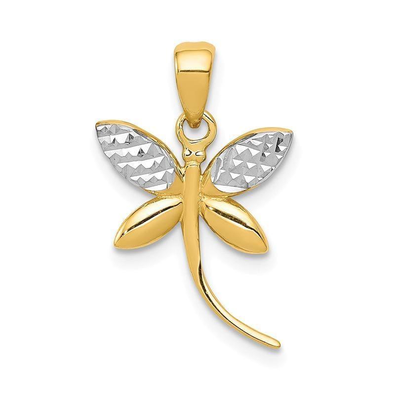 14k w-Rhodium D-C and Polished Dragonfly Pendant - Seattle Gold Grillz