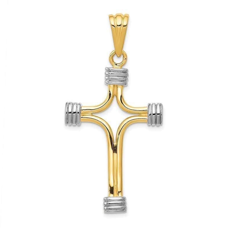 14k w-Rhodium Fancy Cross Pendant - Seattle Gold Grillz