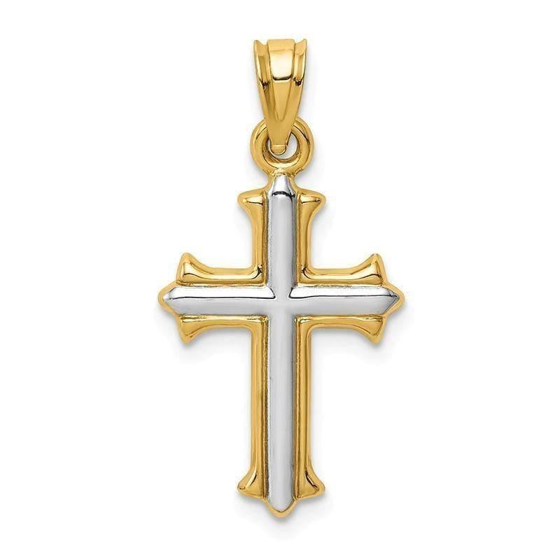 14k w-Rhodium Hollow Cross Pendant - Seattle Gold Grillz