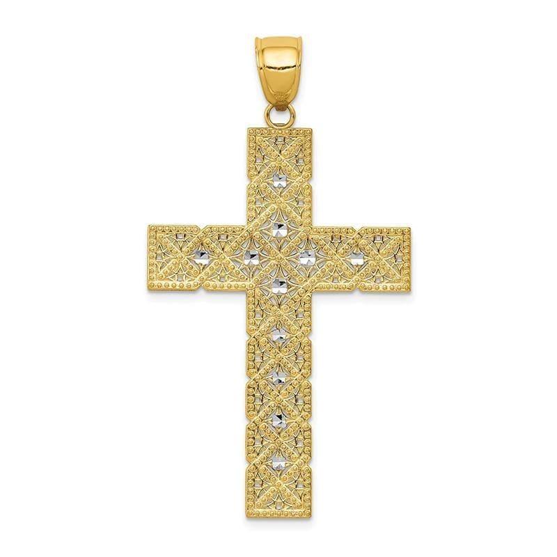 14K w-Rhodium Latin Cross Pendant. Weight: 3.26, Length: 50, Width: 27 - Seattle Gold Grillz