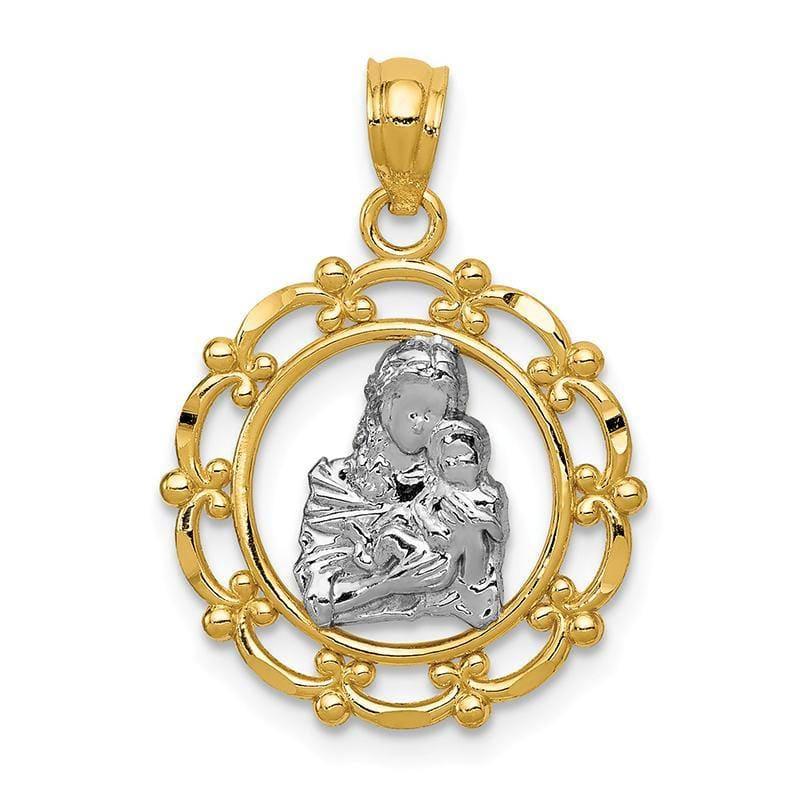 14k w-Rhodium Mother Holding Baby Pendant. Weight: 0.95, Length: 23, Width: 17 - Seattle Gold Grillz