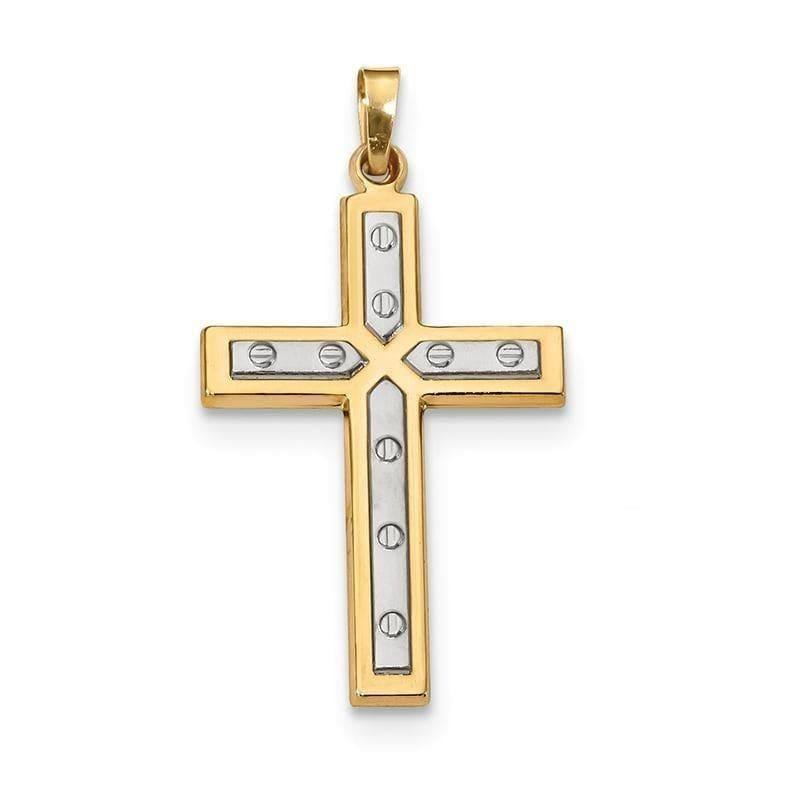 14k w-Rhodium Polished & Satin Cross Pendant - Seattle Gold Grillz