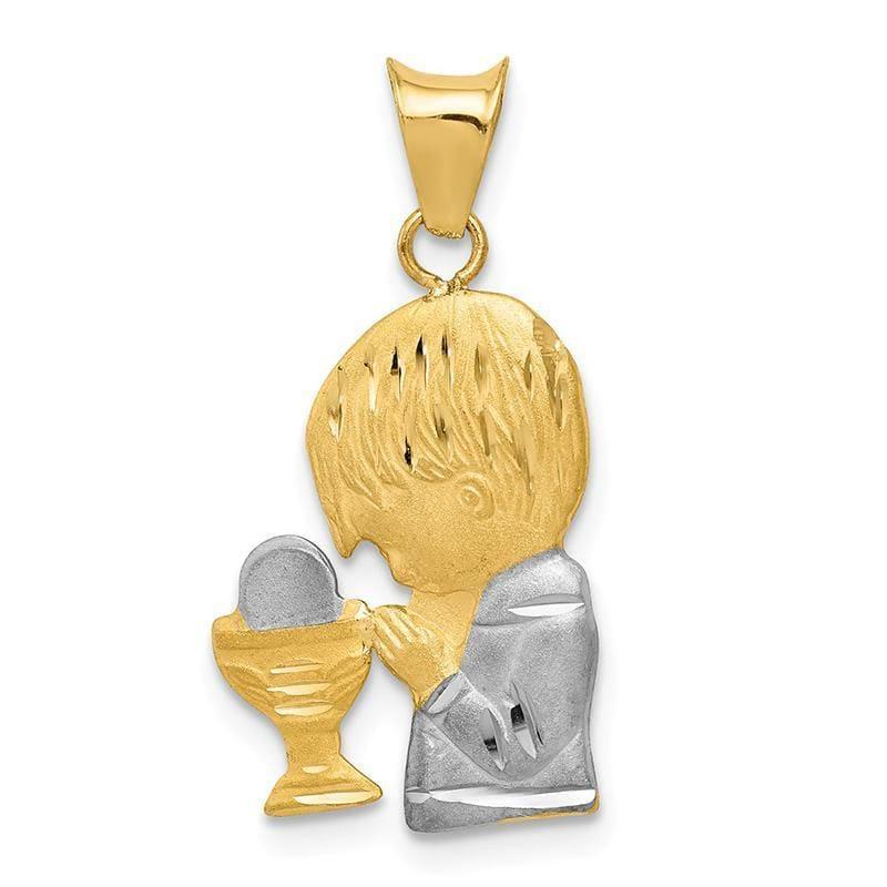 14k w-Rhodium Satin & Polished D-C Boy Communion Pendant - Seattle Gold Grillz
