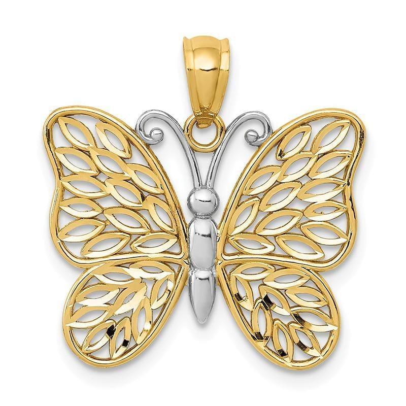 14k W-Y Gold Polished Cut-out Butterfly Pendant - Seattle Gold Grillz