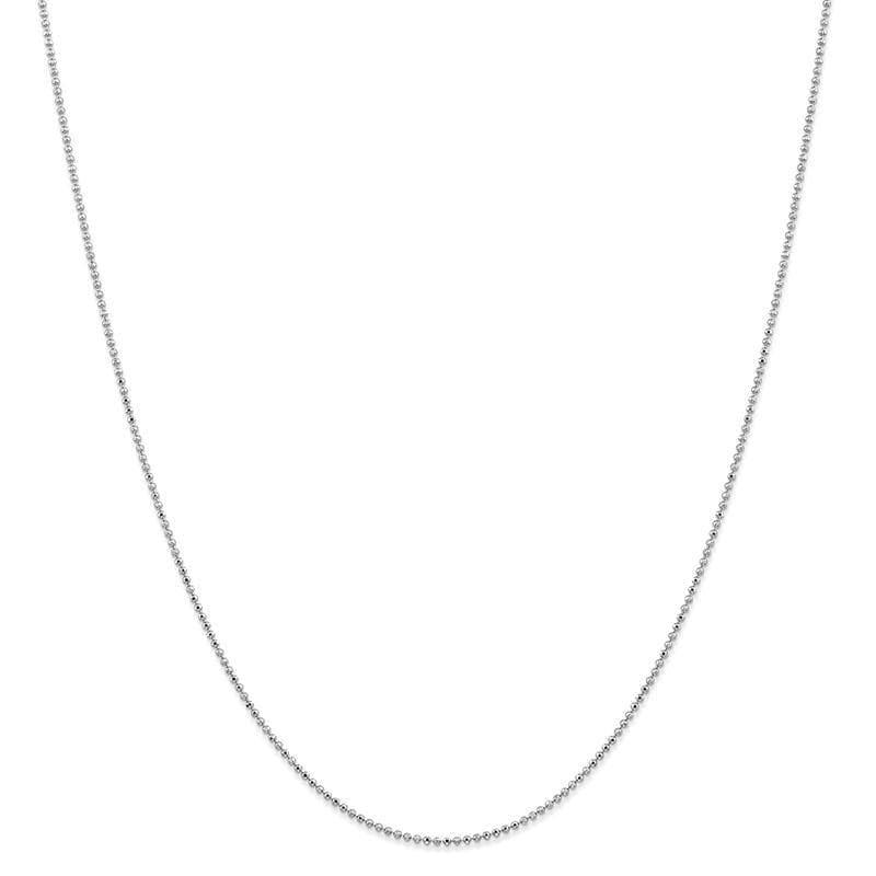 14k WG 1.2mm Diamond -Cut Beaded Pendant Chain. Weight: 1.66, Length: 10", Width: 1.2 - Seattle Gold Grillz