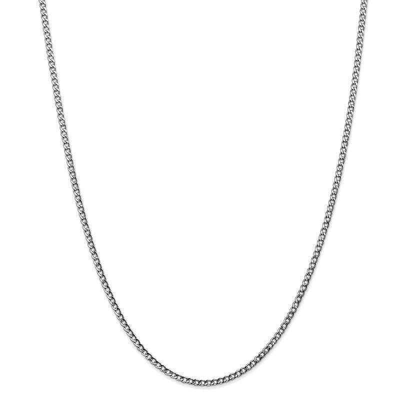 14K White Gold 2.5mm Semi-Solid Curb Chain