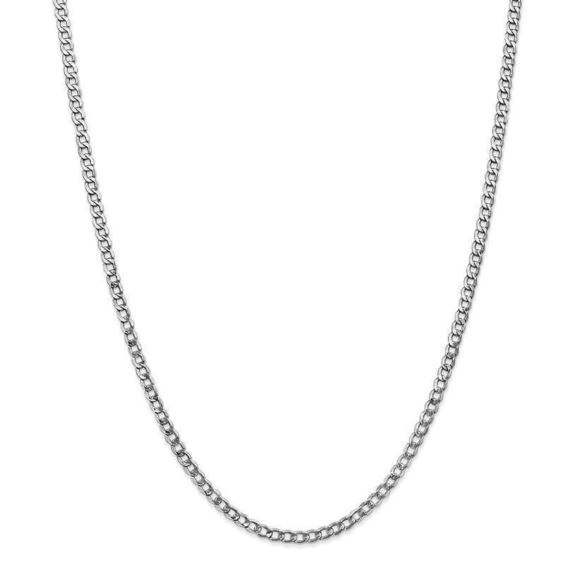 14k WG 3.35mm Semi-Solid Curb Link Chain - Seattle Gold Grillz