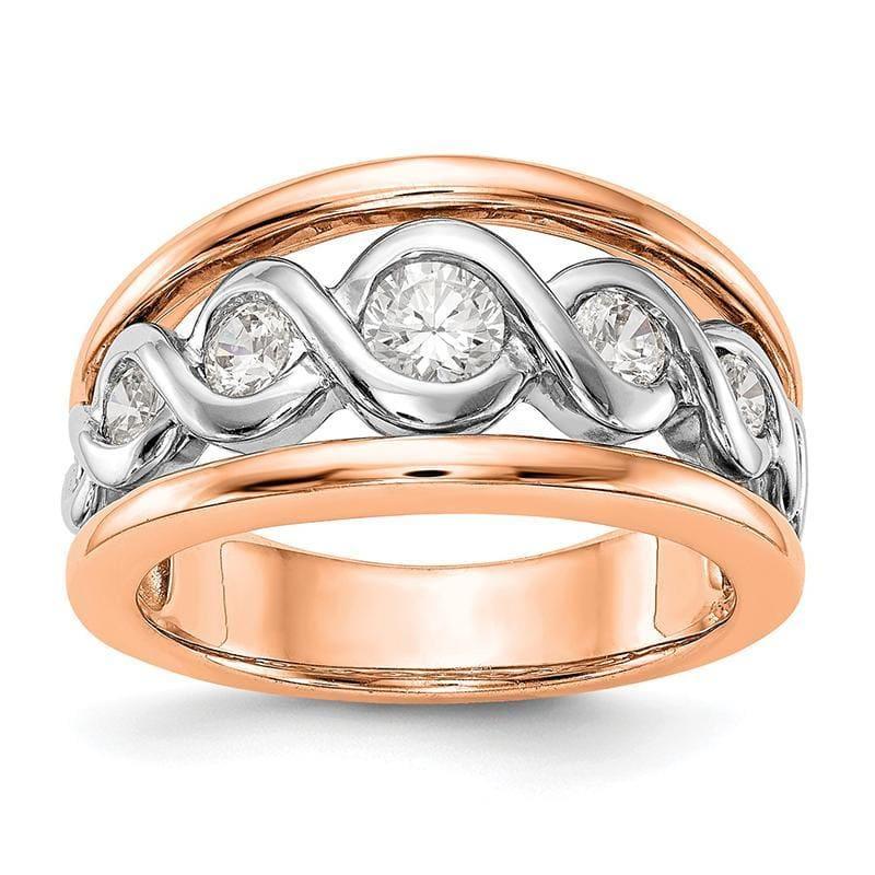 14K White & Rose Diamond Semi-Mount Band - Seattle Gold Grillz