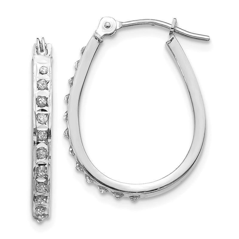 14k White Diamond Fascination Oval Hinged Hoop Earrings - Seattle Gold Grillz