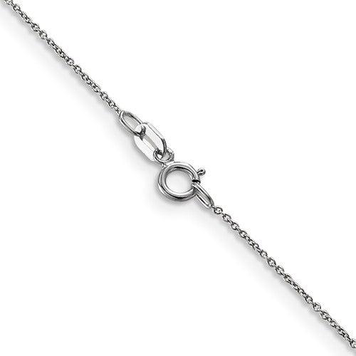 14k White Gold 0.75mm Solid Polished Cable Chain - Seattle Gold Grillz