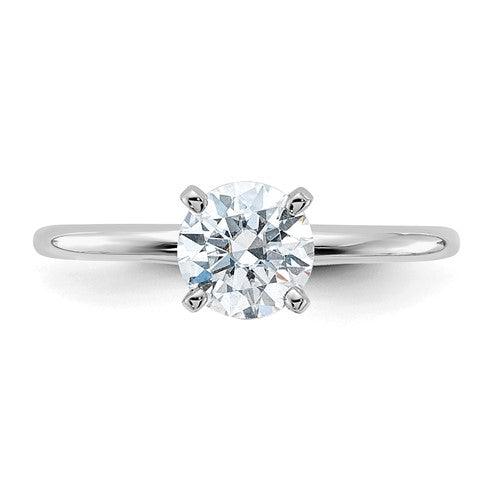 14k White Gold 0.80ct 6 mm Round Colorless Moissanite Solitaire Ring - Seattle Gold Grillz