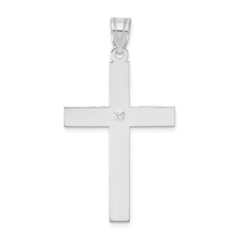 14k White Gold .02ct. Diamond Cross Pendant C - Seattle Gold Grillz