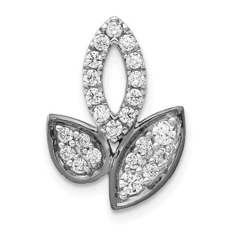 14k White Gold 1-2ct Diamond Fancy Leaf Chain Slide - Seattle Gold Grillz