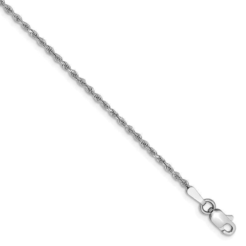 14k White Gold 1.5mm Diamond Cut Rope Anklet - Seattle Gold Grillz