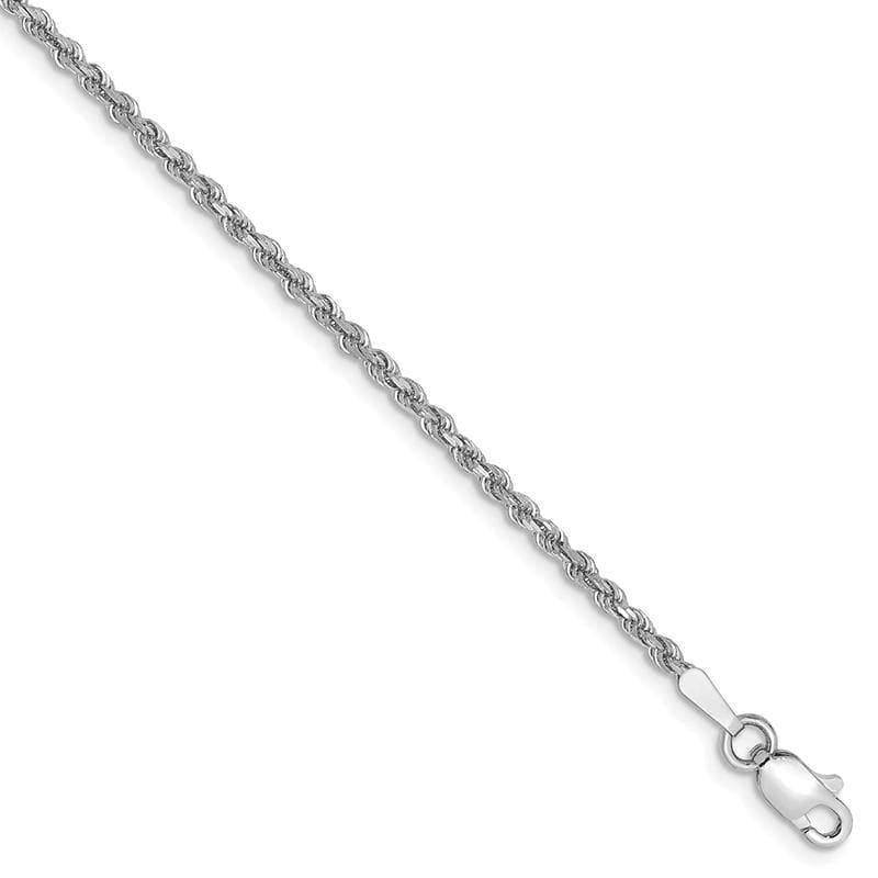 14k White Gold 1.75mm Diamond Cut Rope Anklet - Seattle Gold Grillz
