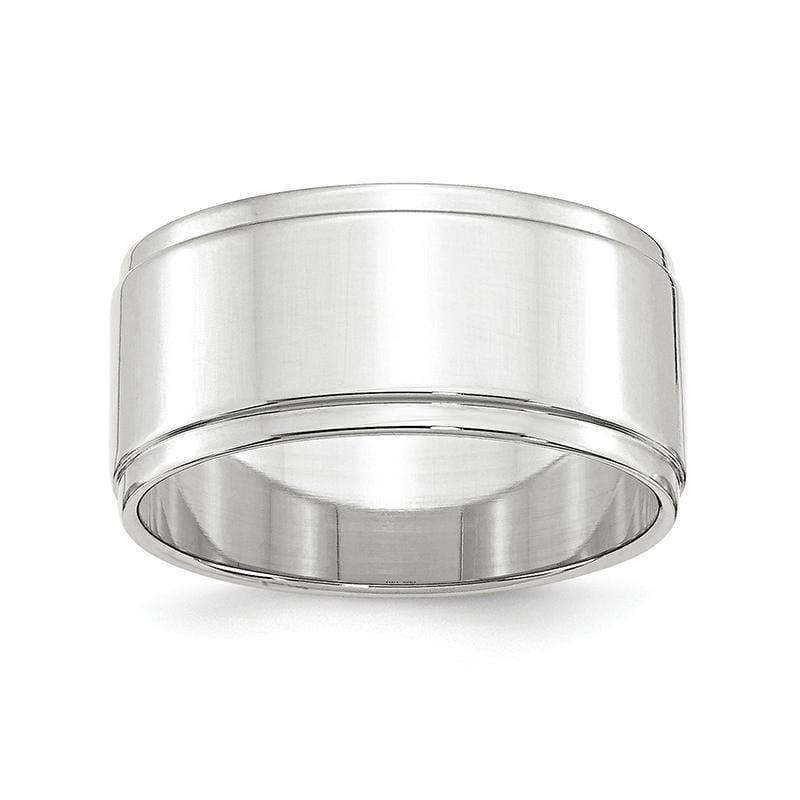 14K White Gold 10mm Flat with Step Edge Band - Seattle Gold Grillz