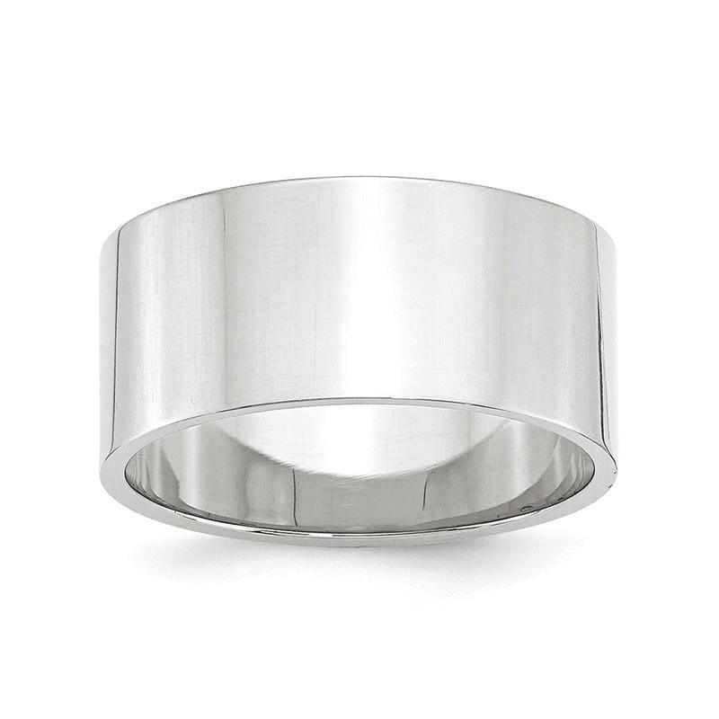14K White Gold 10mm Lightweight Flat Band - Seattle Gold Grillz