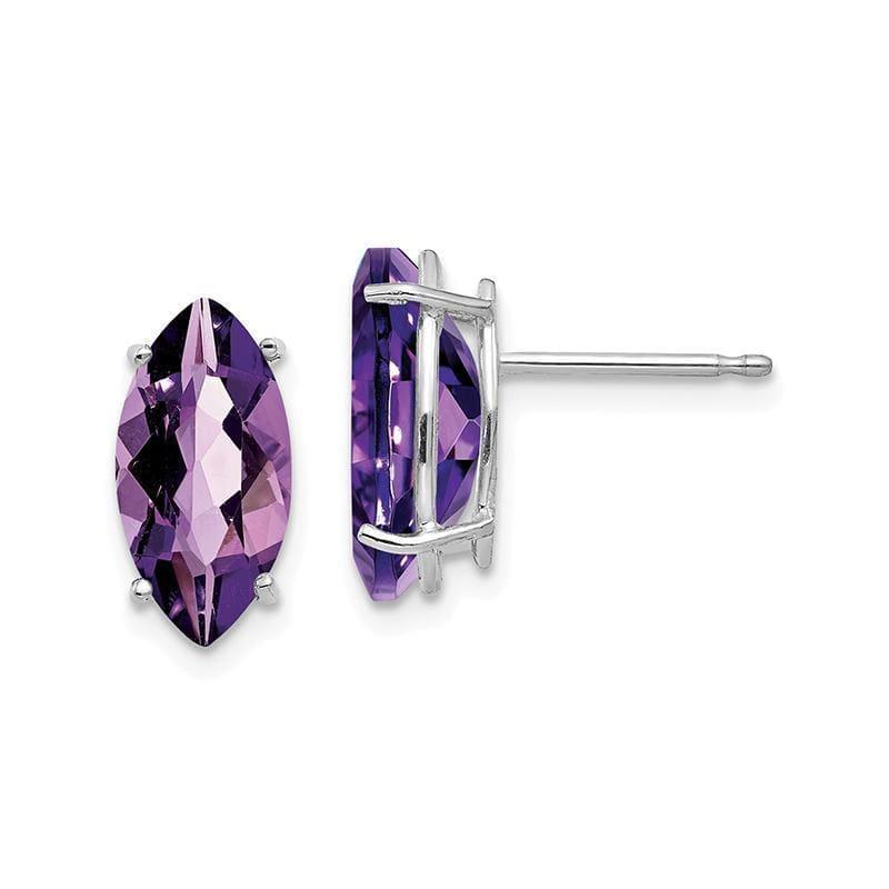 14k White Gold 10x5mm Amethyst Marquise Stud Earring - Seattle Gold Grillz