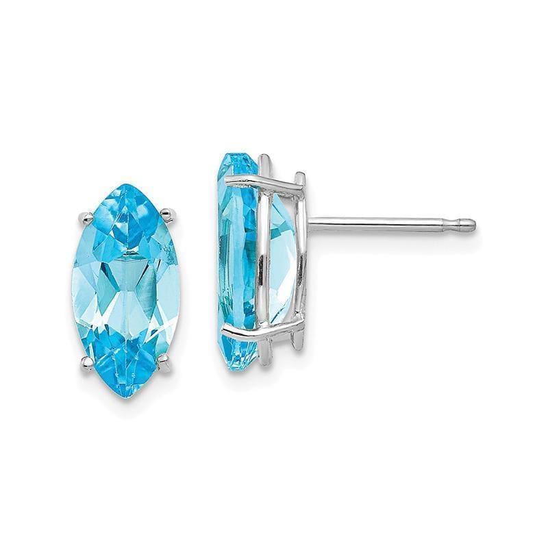 14k White Gold 10x5mm Blue Topaz Marquise Stud Earring - Seattle Gold Grillz