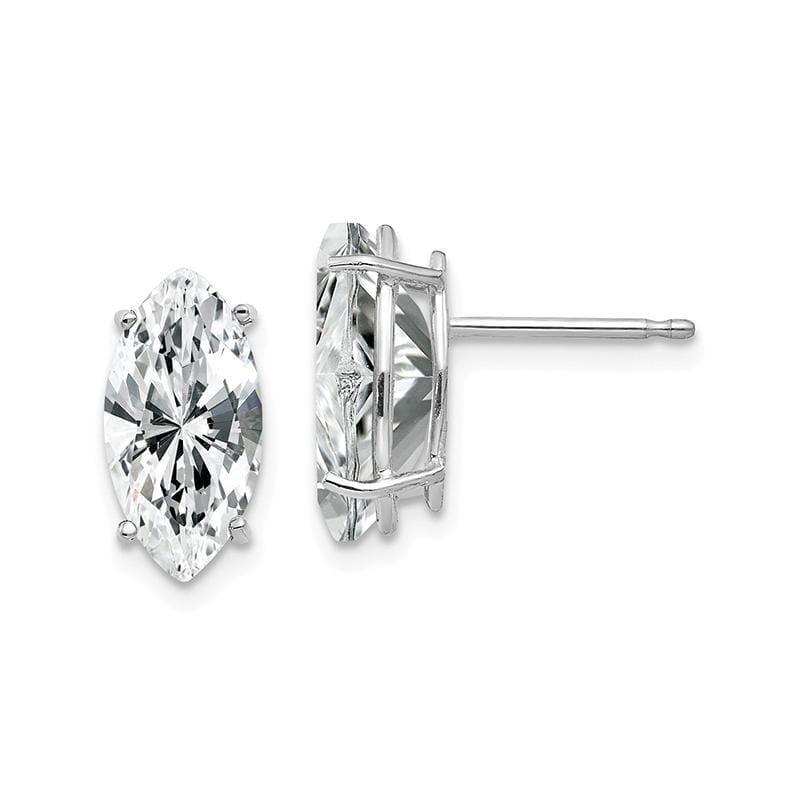 14k White Gold 10x5mm Cubic Zirconia Marquise Stud Earring - Seattle Gold Grillz