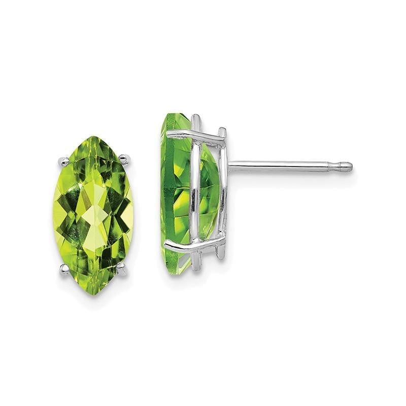 14k White Gold 10x5mm Peridot Marquise Stud Earring - Seattle Gold Grillz