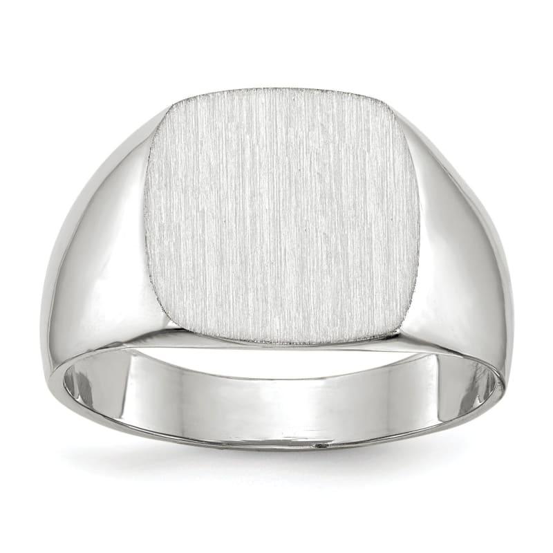 14k White Gold 12.5x13.0mm Closed Back Signet Ring - Seattle Gold Grillz