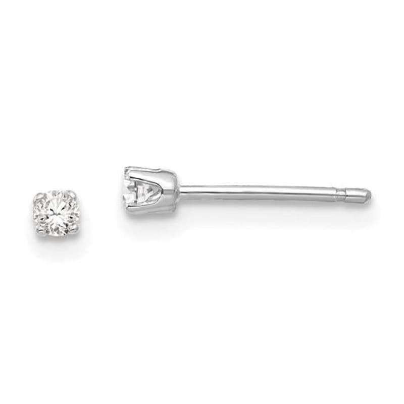 14k White Gold 2.25mm CZ stud earrings - Seattle Gold Grillz