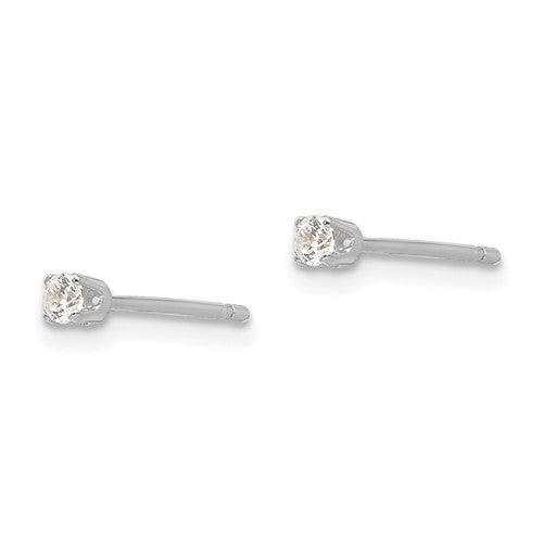14k White Gold 2.25mm Round Stud Earring Mounting w-backs - Seattle Gold Grillz