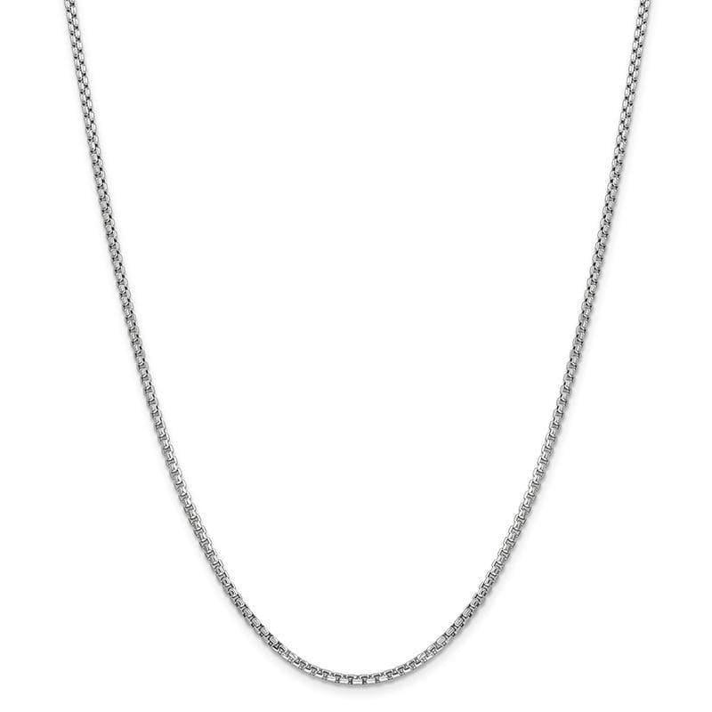 14k White Gold 2.45mm Hollow Round Box Chain - Seattle Gold Grillz