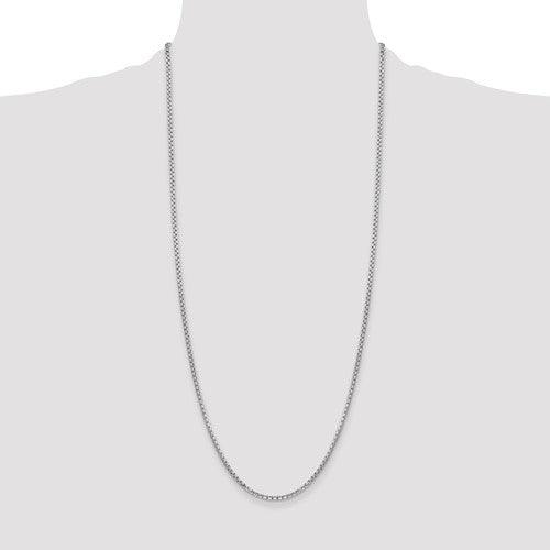 14k White Gold 2.45mm Hollow Round Box Chain - Seattle Gold Grillz