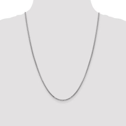 14k White Gold 2.45mm Hollow Round Box Chain - Seattle Gold Grillz