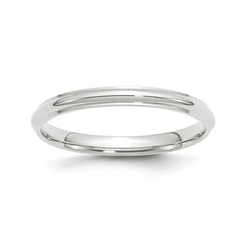 14K White Gold 2.5mm Half Round with Edge Band - Seattle Gold Grillz