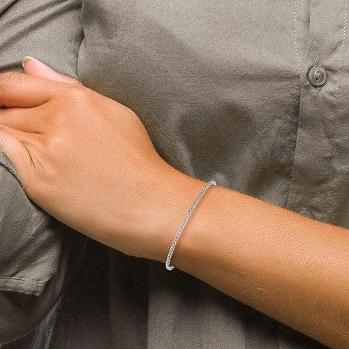 14k White Gold 2.5mm Semi-Solid Curb Link Anklet - Seattle Gold Grillz